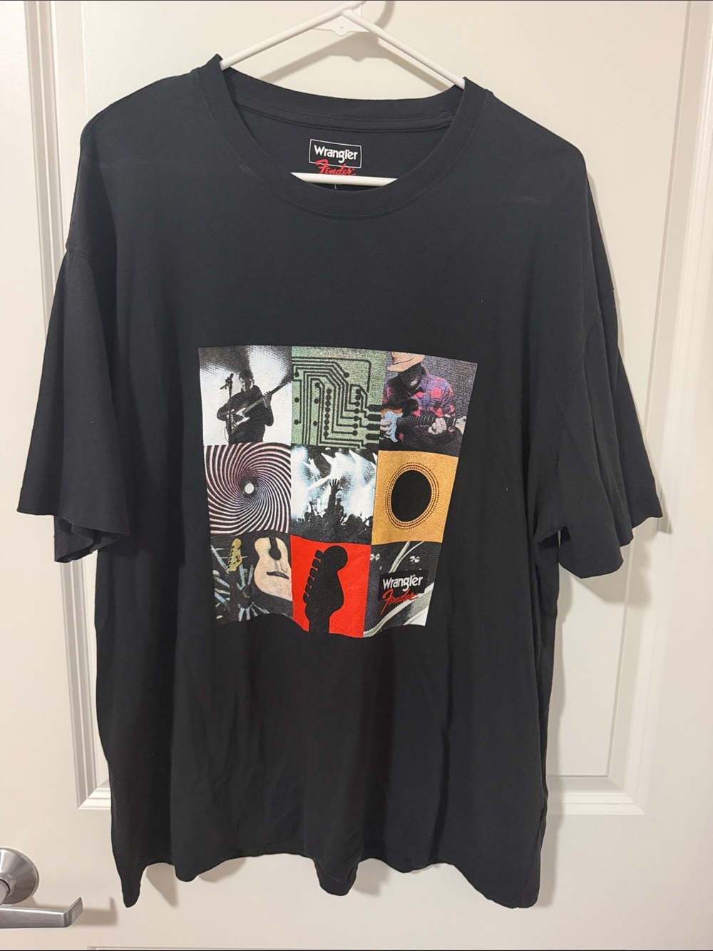 Wrangler Black Graphic Patchwork Short Sleeve Tee